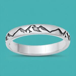 925 Sterling Silver Thin Domed Ring Mountains, USA Seller